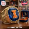 Gold and blue championship ring with an orange