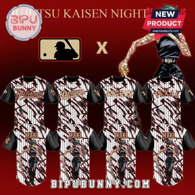 Jujutsu Kaisen Maki Zenin MLB All Teams 2026 Anime Crossover Baseball Jersey
