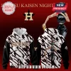 Black white Jujutsu Kaisen Maki Zenin Astros hoodie, gold text, abstract pattern front and back!