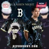 Black Jujutsu Kaisen Gojo Satoru fan jersey! Features BOSTON, number 8, blue purple lightning style graphics!