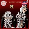 White black abstract hoodie with gold ASTROS, Jujutsu Kaisen logo, Itadori with red eyes, 'THE STRONGEST' text!