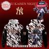Black and white Jujutsu Kaisen Yuta Okkotsu anime hoodie with gold Yankees text and NY logo!