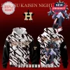 White black gold anime hoodie, Jujutsu Kaisen ASTROS front, YUTA OKKOTSU back with character, abstract lines!