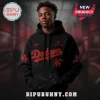 Black hoodie with red script 'Dodgers' and 'Lil Wayne' text! Red LA logo and doodle graphics!
