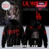 Black hoodie with red Lil Wayne Dodgers logo mashup! Tha Carter VI tour text, graffiti doodles, and photo of Lil Wayne on back!