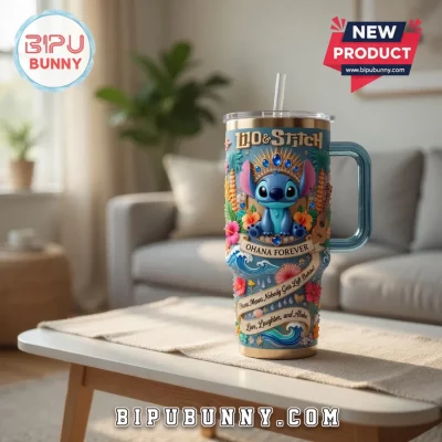 Lilo & Stitch Ohana Forever Premium Crown Tropical Tumbler with Handle