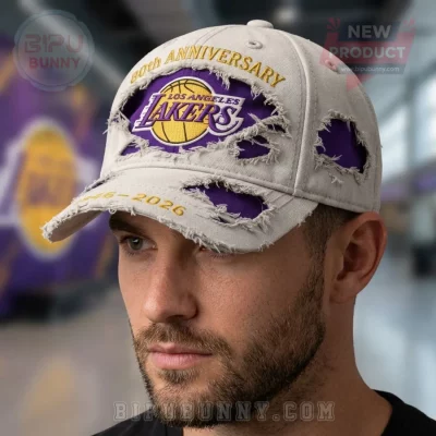 Los Angeles Lakers 80th Anniversary Distressed Vintage Baseball Cap