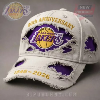 Los Angeles Lakers 80th Anniversary Distressed Vintage Baseball Cap