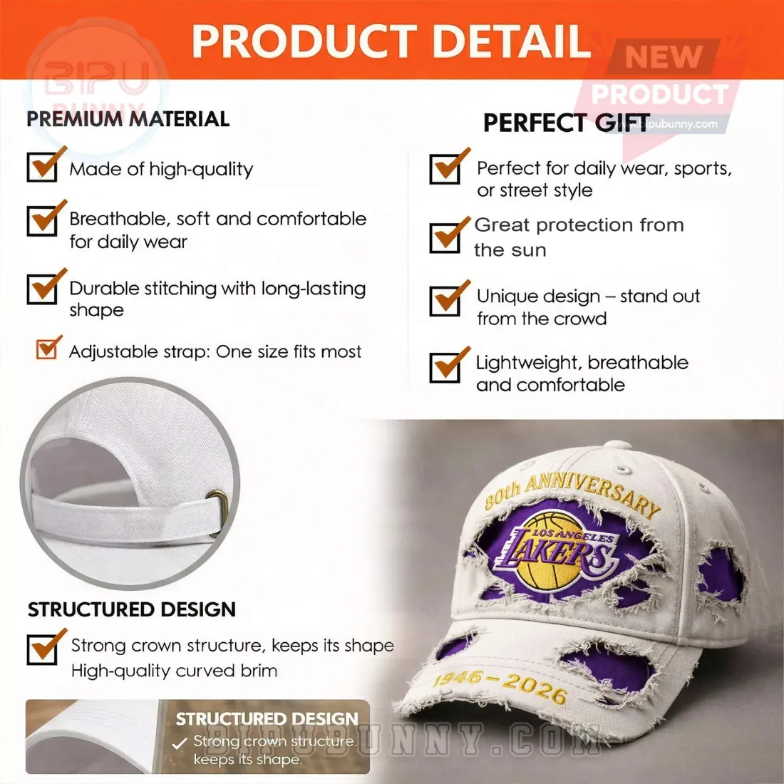 Los Angeles Lakers 80th Anniversary Distressed Vintage Baseball Cap Los Angeles Lakers 80th Anniversary Distressed Vintage Baseball Cap