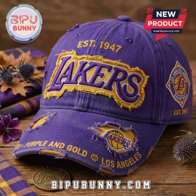 Los Angeles Lakers NBA Basketball Distressed Baseball Cap