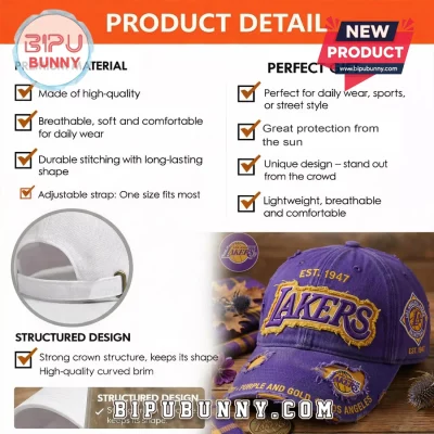 Los Angeles Lakers NBA Basketball Distressed Baseball Cap