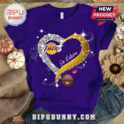 Los Angeles Lakers Sparkle Heart Graphic T-Shirt