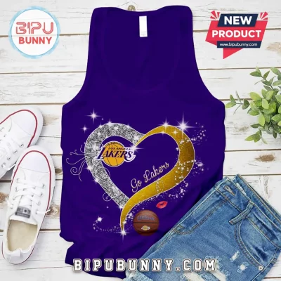 Los Angeles Lakers Sparkle Heart Graphic T-Shirt