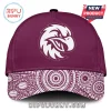 Maroon baseball cap with a white eagle mascot logo and a white Indigenous dot art pattern on the brim!