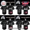 Martin Garrix Americas Tour black baseball jersey with Giants, Rangers, Yankees, and Dodgers logos and red galaxy graphic!