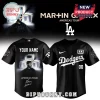 Custom black Martin Garrix LA Dodgers baseball jersey! Americas Tour design with white text and logos! Personalized back name!