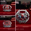 Chrome red Spider-Man car emblems: mask, spider web, and character designs with SPIDER-MAN EDITION text!