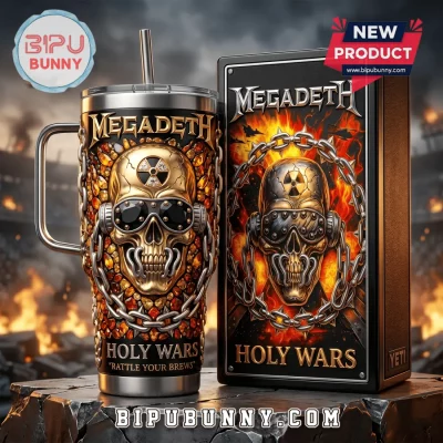 Megadeth Holy Wars 3D Embossed Gold Skull Stanley Tumbler