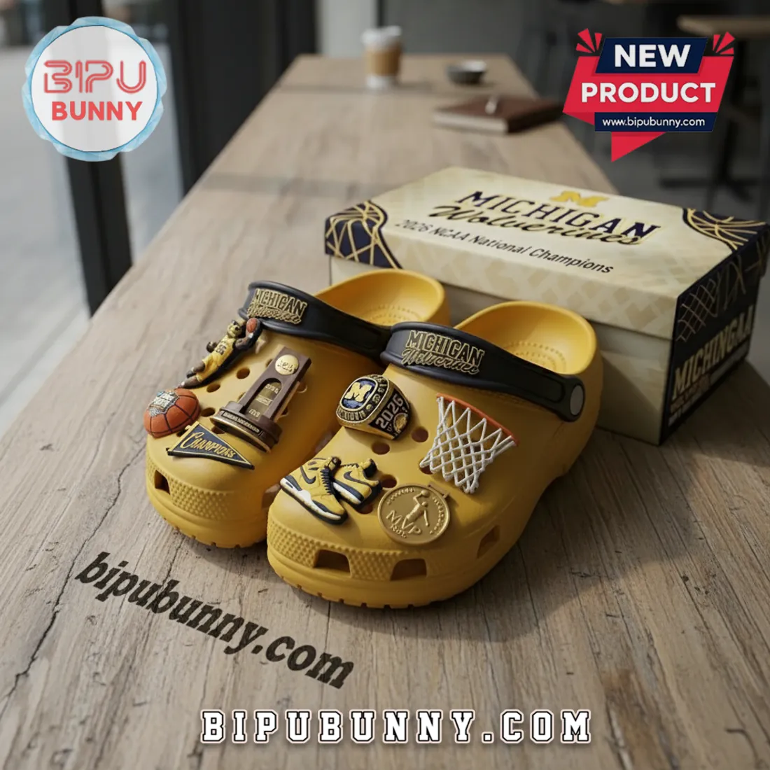 Michigan Wolverines 2026 NCAA Champions Premium Basketball Clogs