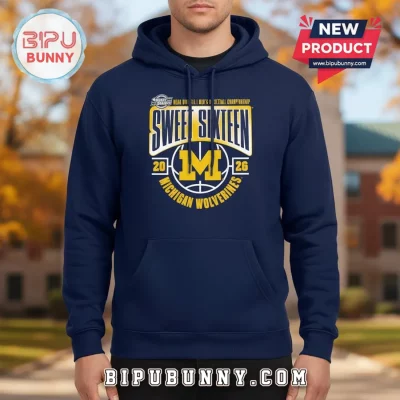Michigan Wolverines Sweet Sixteen 2026 March Madness Premium Navy Hoodie