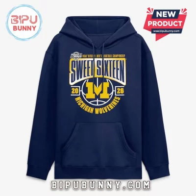 Michigan Wolverines Sweet Sixteen 2026 March Madness Premium Navy Hoodie