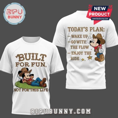 Mickey Mouse Cowboy Built For Fun Western Themed Graphic T-Shirt