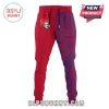 Red and blue Newcastle Knights joggers with a split-leg design featuring an Aboriginal dot art style pattern and team logo!
