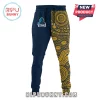 Gold Coast Titans split leg joggers in navy blue with a gold Indigenous dot art pattern on the right leg!