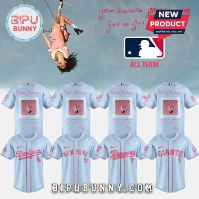 Olivia Rodrigo GUTS Tour x MLB All Team Custom Light Blue Baseball Jersey