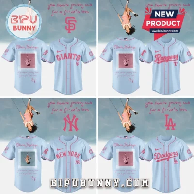 Olivia Rodrigo GUTS Tour x MLB All Team Custom Light Blue Baseball Jersey