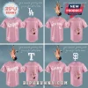 Pink Olivia Rodrigo baseball jersey with lyrics 'you seem pretty sad for a girl so in love' and MLB team logos!