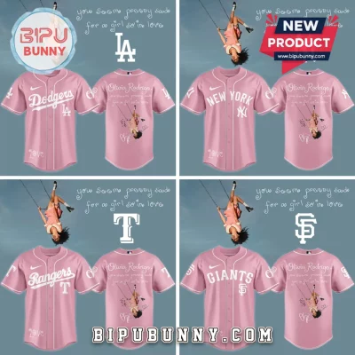 Olivia Rodrigo GUTS Tour x MLB Custom Lyric Pink Fan Baseball Jersey