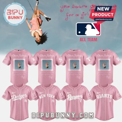 Olivia Rodrigo x MLB All Teams ‘pretty sad’ Lyric Pink Baseball Jersey