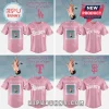 Pink Olivia Rodrigo baseball jerseys with MLB team logos! Text says 'you seem pretty sad for a girl so in love'!