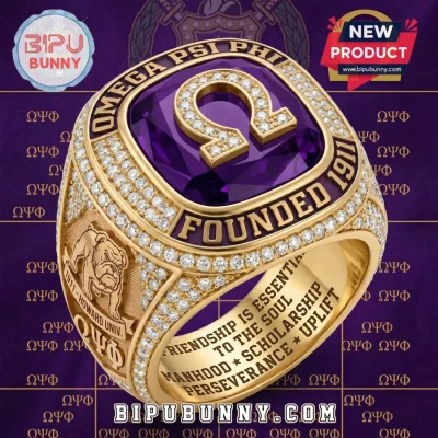 Omega Psi Phi 1911 Premium Gold Diamond Accent Fraternity Ring