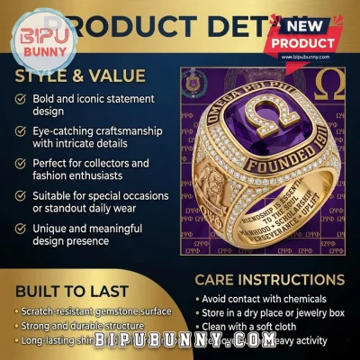 Omega Psi Phi 1911 Premium Gold Diamond Accent Fraternity Ring