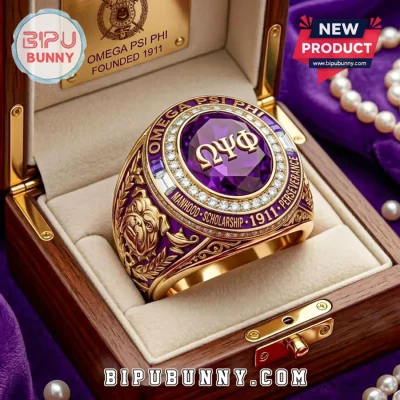 Omega Psi Phi Fraternity Premium Gold Purple Ring