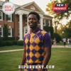 Purple gold argyle polo shirt with ΩΨΦ crest and 'EST 1911' embroidery!
