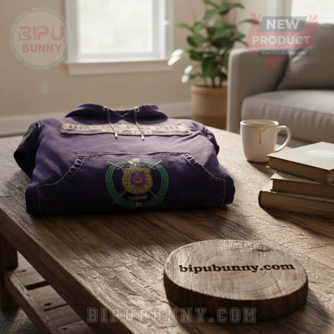 Omega Psi Phi Ques Greek Classic Crest 1911 Premium Purple Wash Hoodie