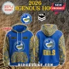 Custom Parramatta Eels NRL Indigenous hoodie in royal blue and yellow with Aboriginal dot art patterns and team logos!