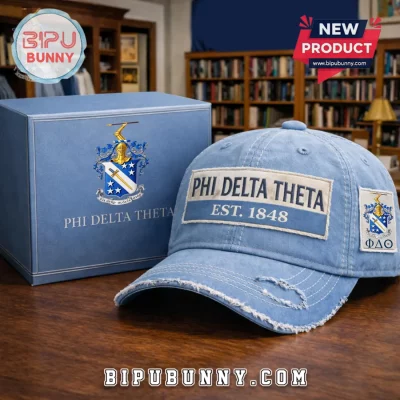 Phi Delta Theta EST 1848 Light Blue Distressed Fraternity Baseball Cap