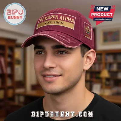 Pi Kappa Alpha EST. 1868 Distressed Maroon Embroidered Baseball Cap