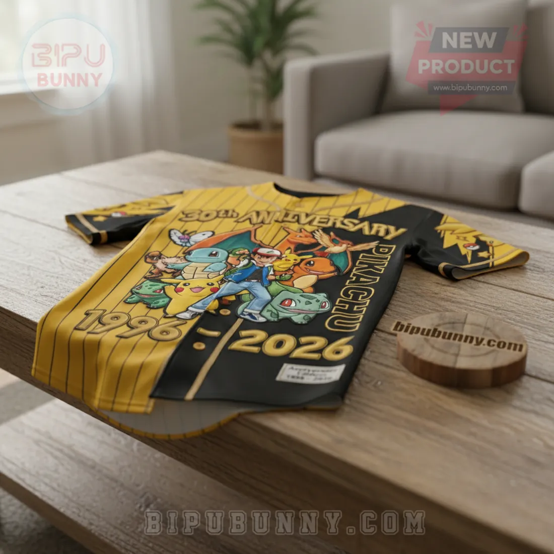 Pokémon 30th Anniversary Ash Pikachu Commemorative Split Baseball Jersey