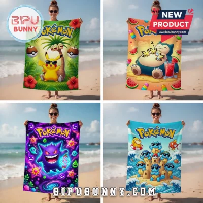 Pokémon Squirtle Squad Beach Day Fun Premium Absorbent Beach Towel