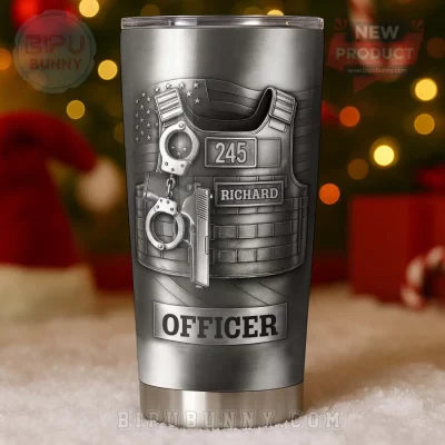 Police Officer Personalized Thin Blue Line Tactical Stainless Steel Tumbler