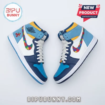 Puzzle Piece Autism Awareness Air Jordan 1 Sneakers