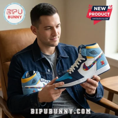 Puzzle Piece Autism Awareness Air Jordan 1 Sneakers