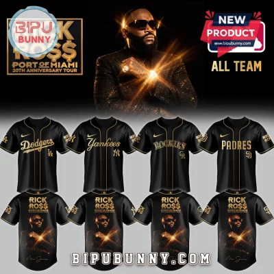 Rick Ross Port of Miami 20th Anniversary Black Gold MLB Custom Baseball Jersey