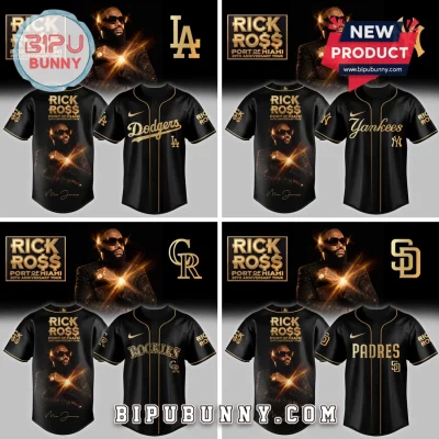 Rick Ross Port of Miami 20th Anniversary Black Gold MLB Custom Baseball Jersey