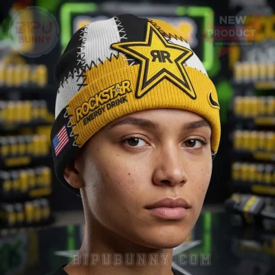 Rockstar Energy Drink Stitched Patchwork Winter Beanie Hat